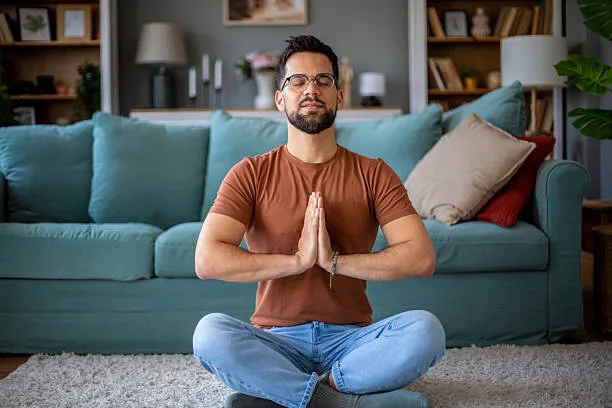 Man practicing mindfulness as part of a comprehensive men’s wellness program