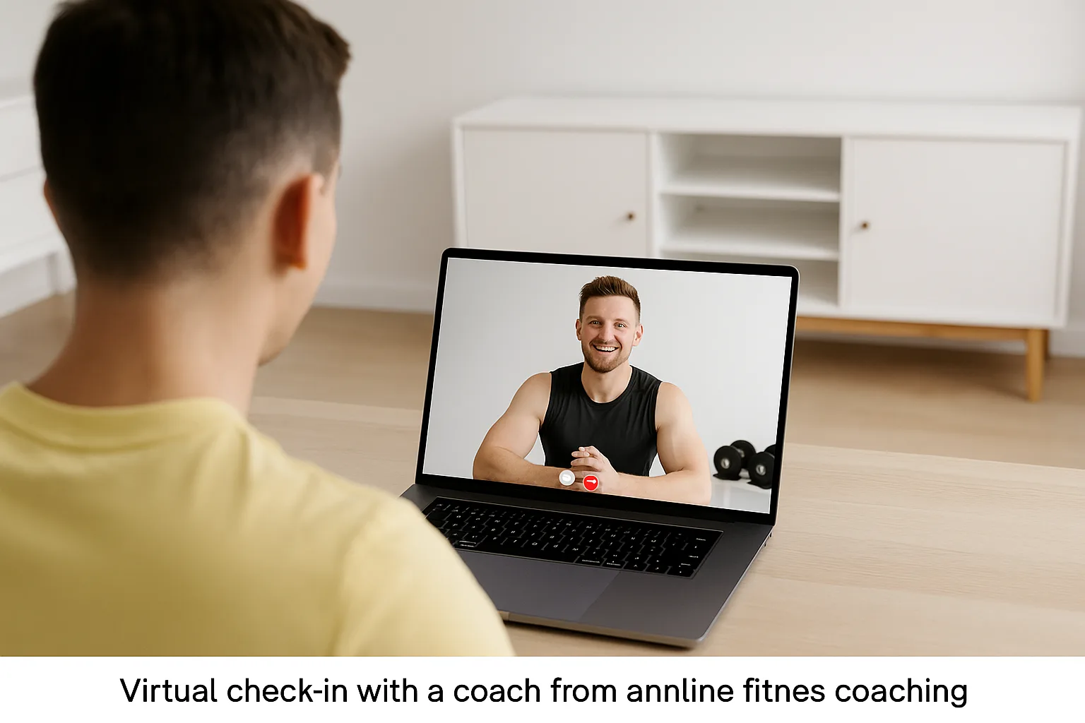 Virtual check-in with a coach from an online fitness coaching session