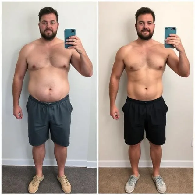 Before-and-after photos showing real progress from a personalized plan