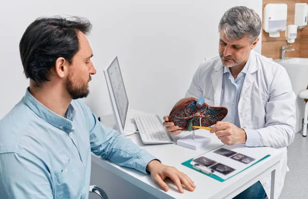 Doctor explaining cholesterol and its effects on blood vessels to a patient