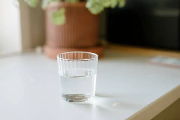 Close-up of a glass of water during a fasting routine
