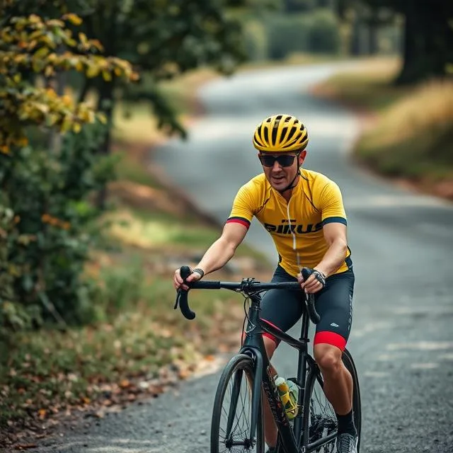 Cyclist taking a break after intense fat-burning ride.